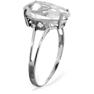 5 Carat 14K Solid White Gold Ring Natural White Topaz