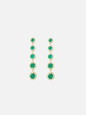 5 Stone Emerald Drop Earrings