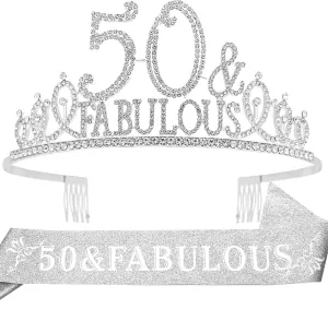 50 Birthday,50th Birthday Gifts for Women,50th Birthday Tiara Silver,50 and Fabulous,50