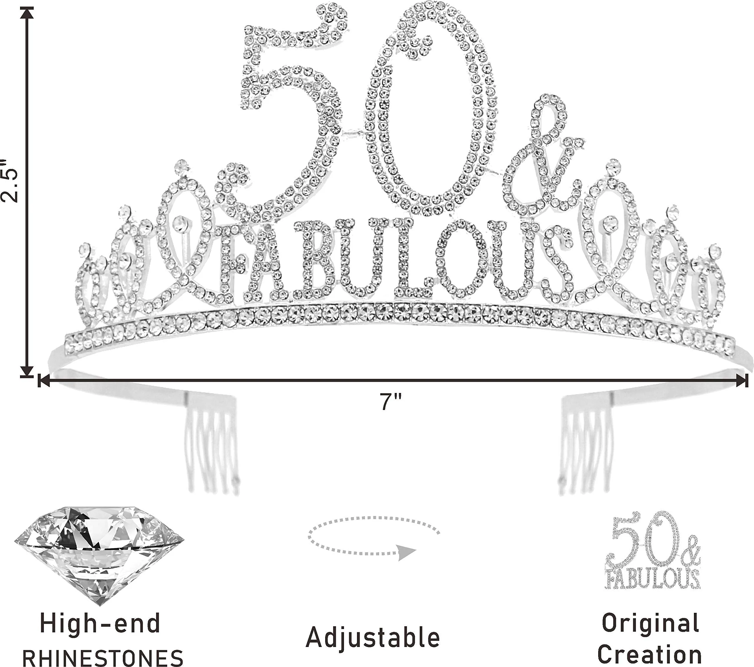 50 Birthday,50th Birthday Gifts for Women,50th Birthday Tiara Silver,50 and Fabulous,50