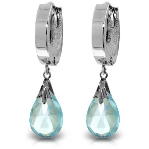 6 Carat 14K Solid White Gold Launch Yourself Blue Topaz Earrings