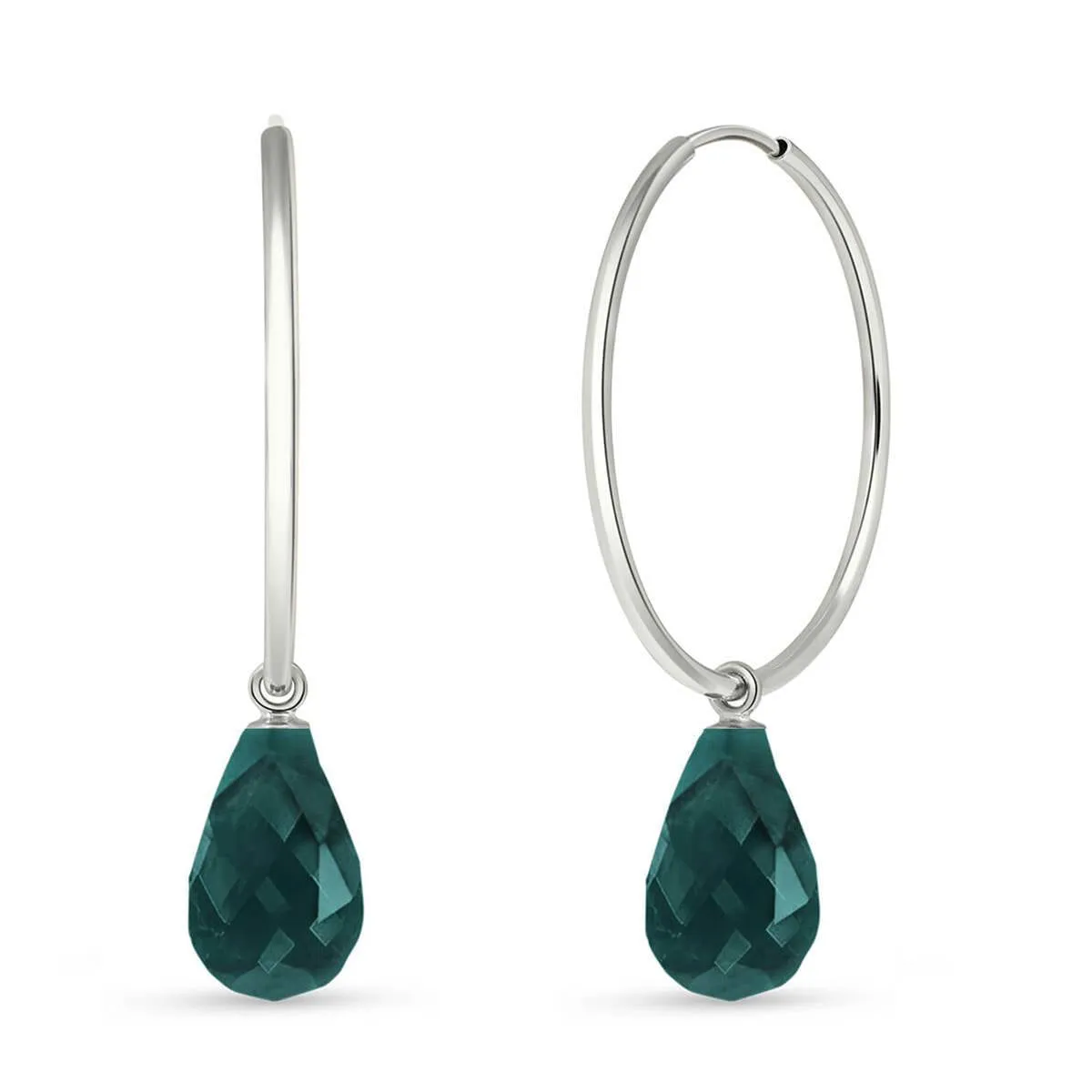 6.6 Carat 14K Solid White Gold Hoop Earrings Natural Emerald