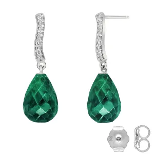 6.88 Carat 14K Solid White Gold Behind The Scenes Emerald Diamond Earrings