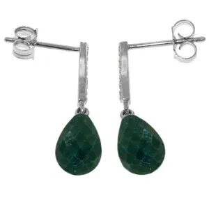 6.88 Carat 14K Solid White Gold Behind The Scenes Emerald Diamond Earrings