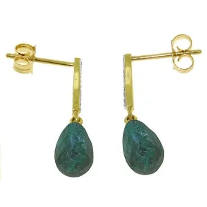 6.88 Carat 14K Solid Yellow Gold Adore Emerald Diamond Earrings