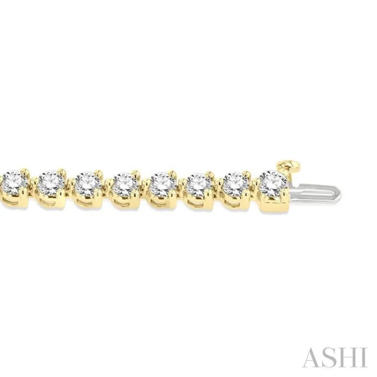 7 Ctw Tri-Prong Round Cut Diamond Bracelet in 14K Yellow Gold