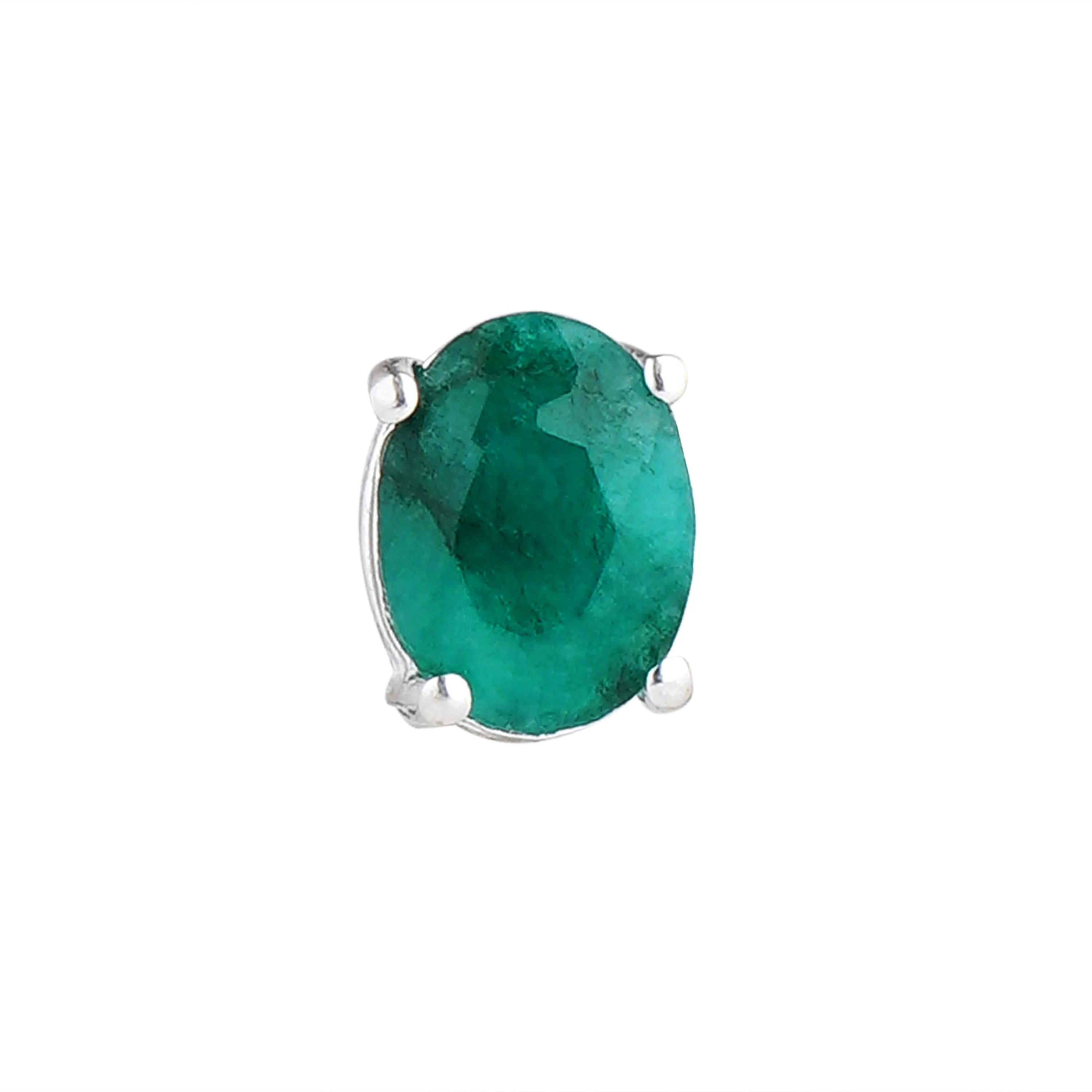 925 Sterling Silver Stud Earrings - Emerald Stone