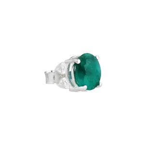 925 Sterling Silver Stud Earrings - Emerald Stone