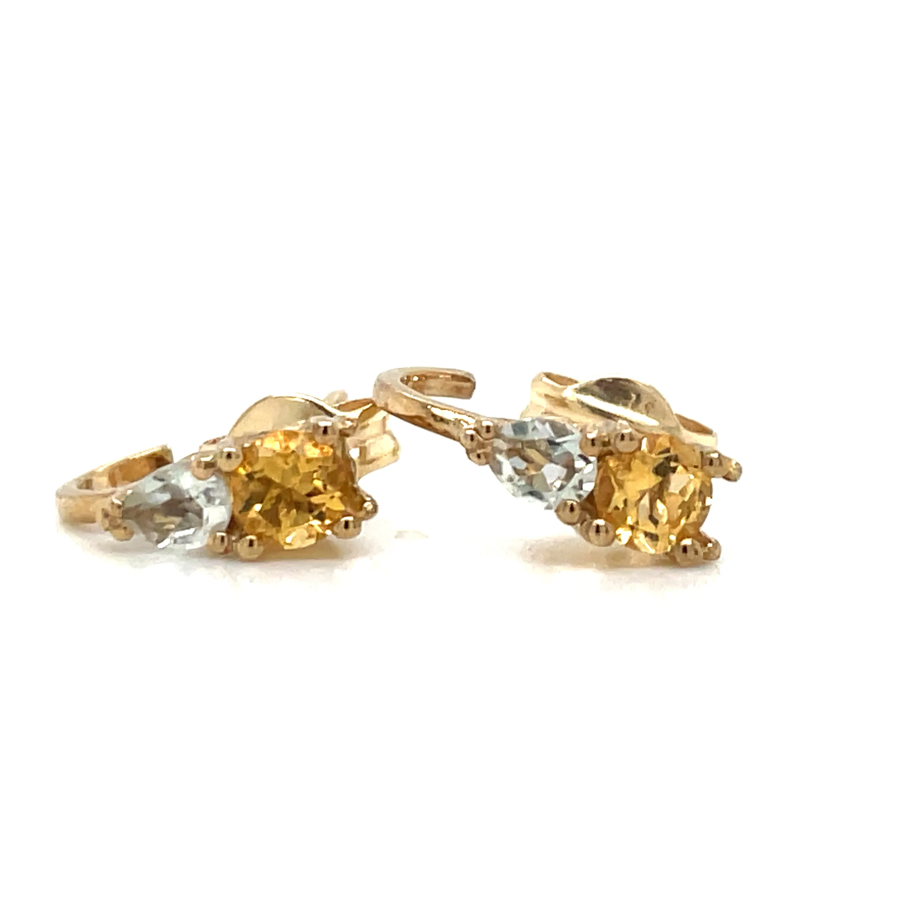 9ct Yellow Gold Citrine & Green Amemthyst Earrings