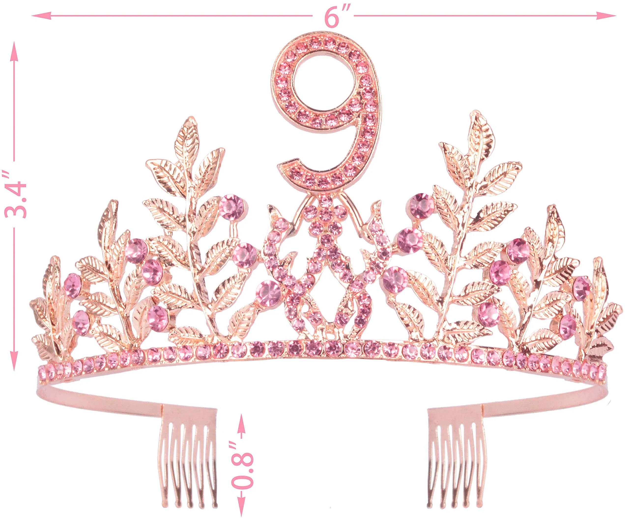 9th Birthday Gifts for Girls, 9th Birthday Tiara and Sash, 9 Fabulous Sash and Crystal