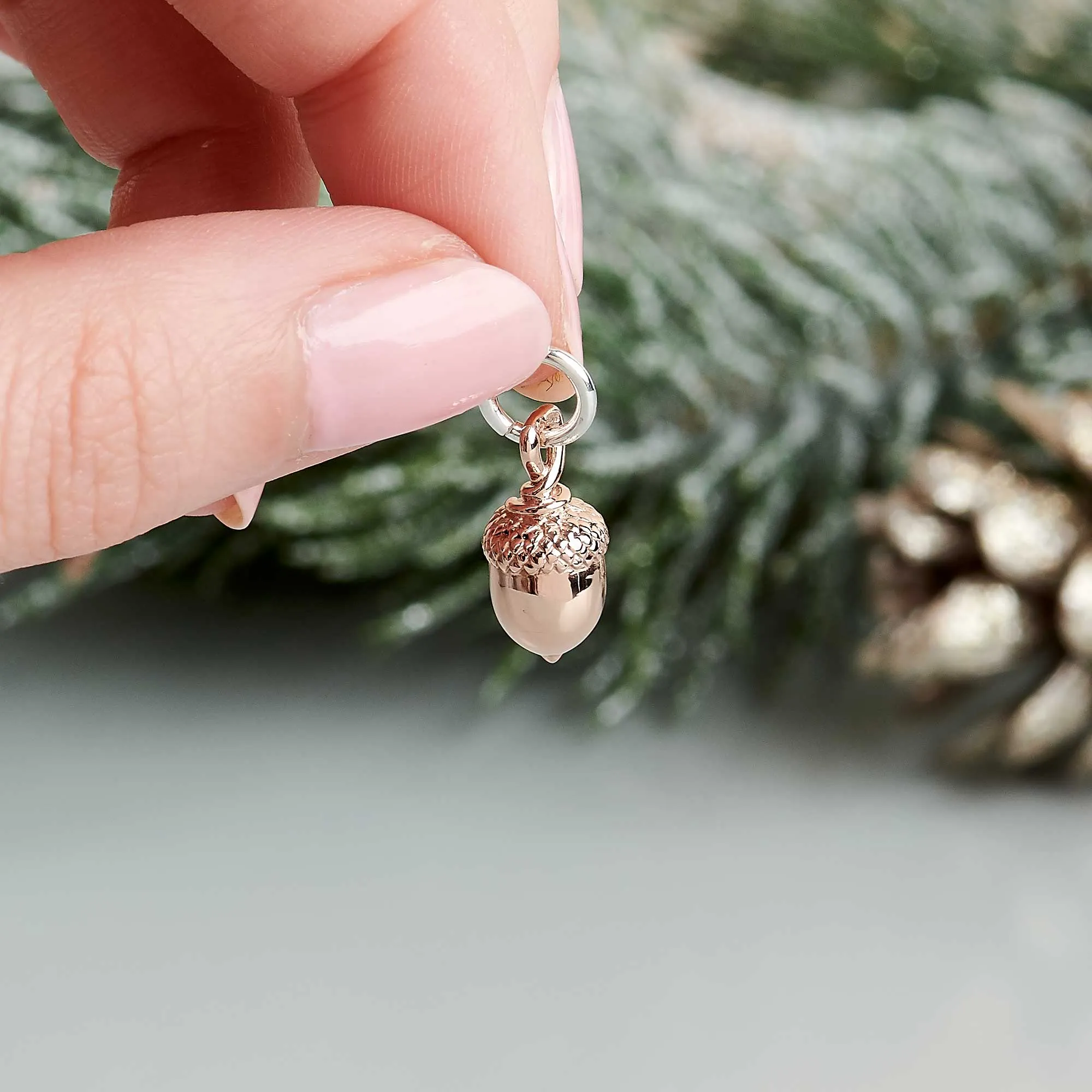 Acorn Solid Rose Gold Charm