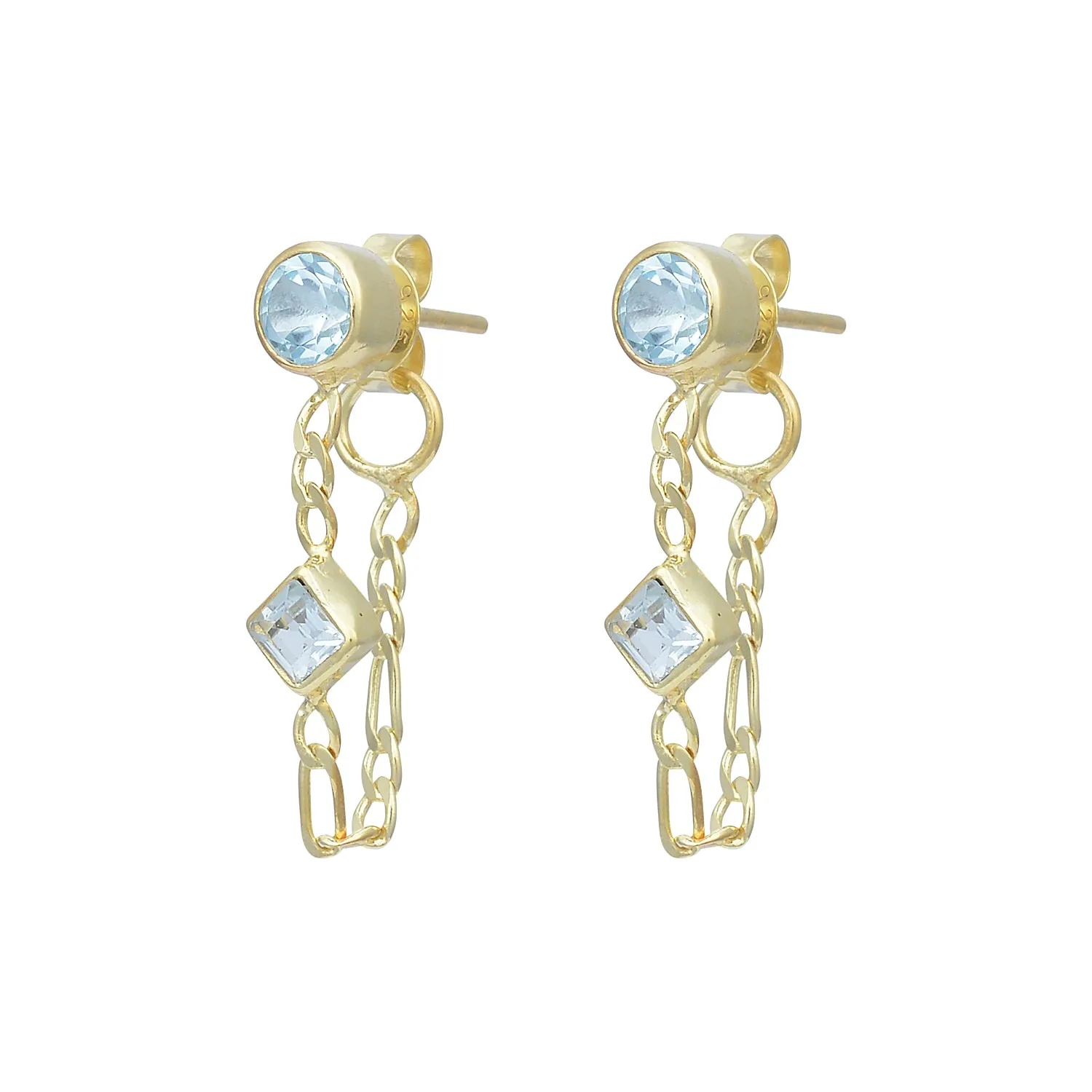 Ada 14K Gold Vermeil Blue Topaz Studs