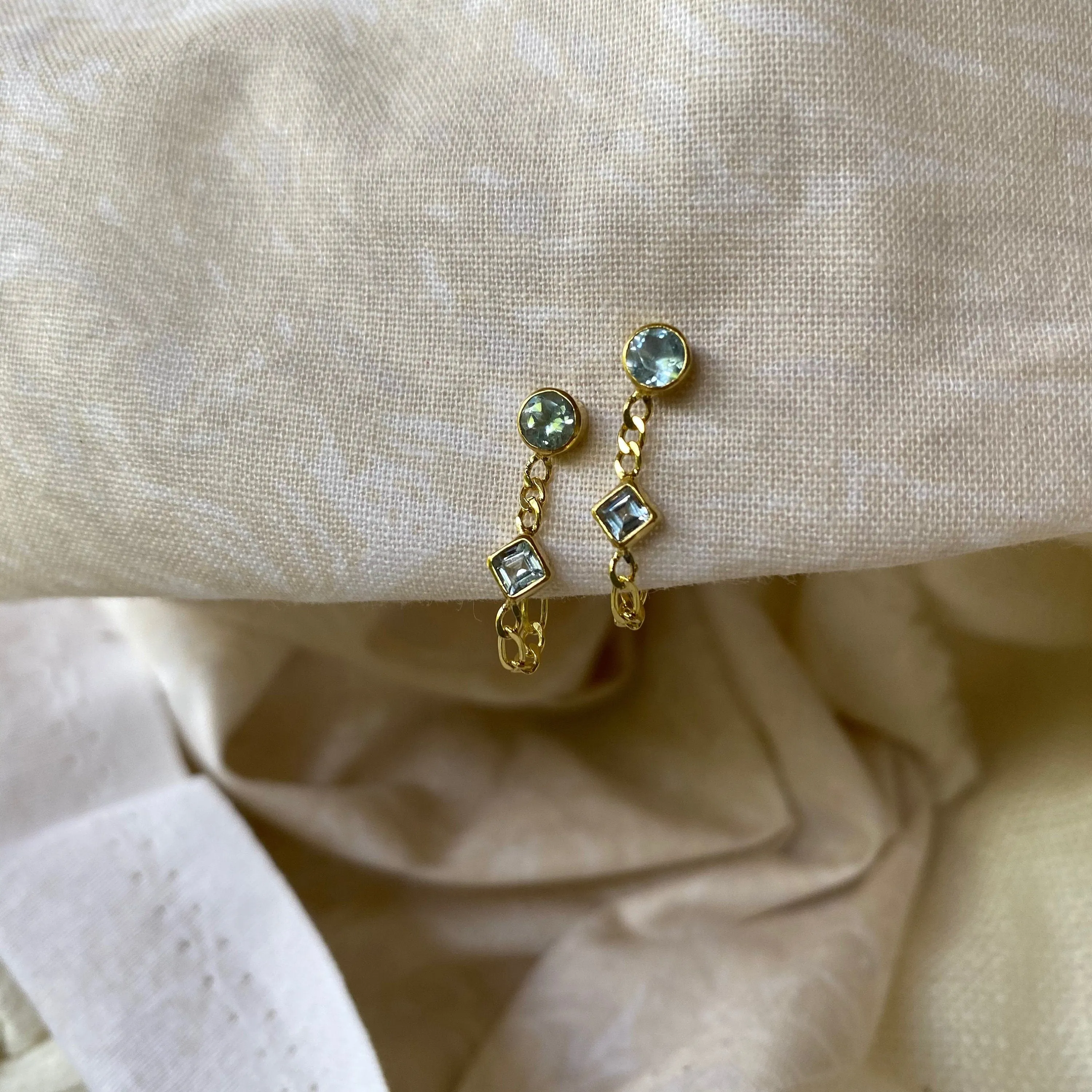 Ada 14K Gold Vermeil Blue Topaz Studs