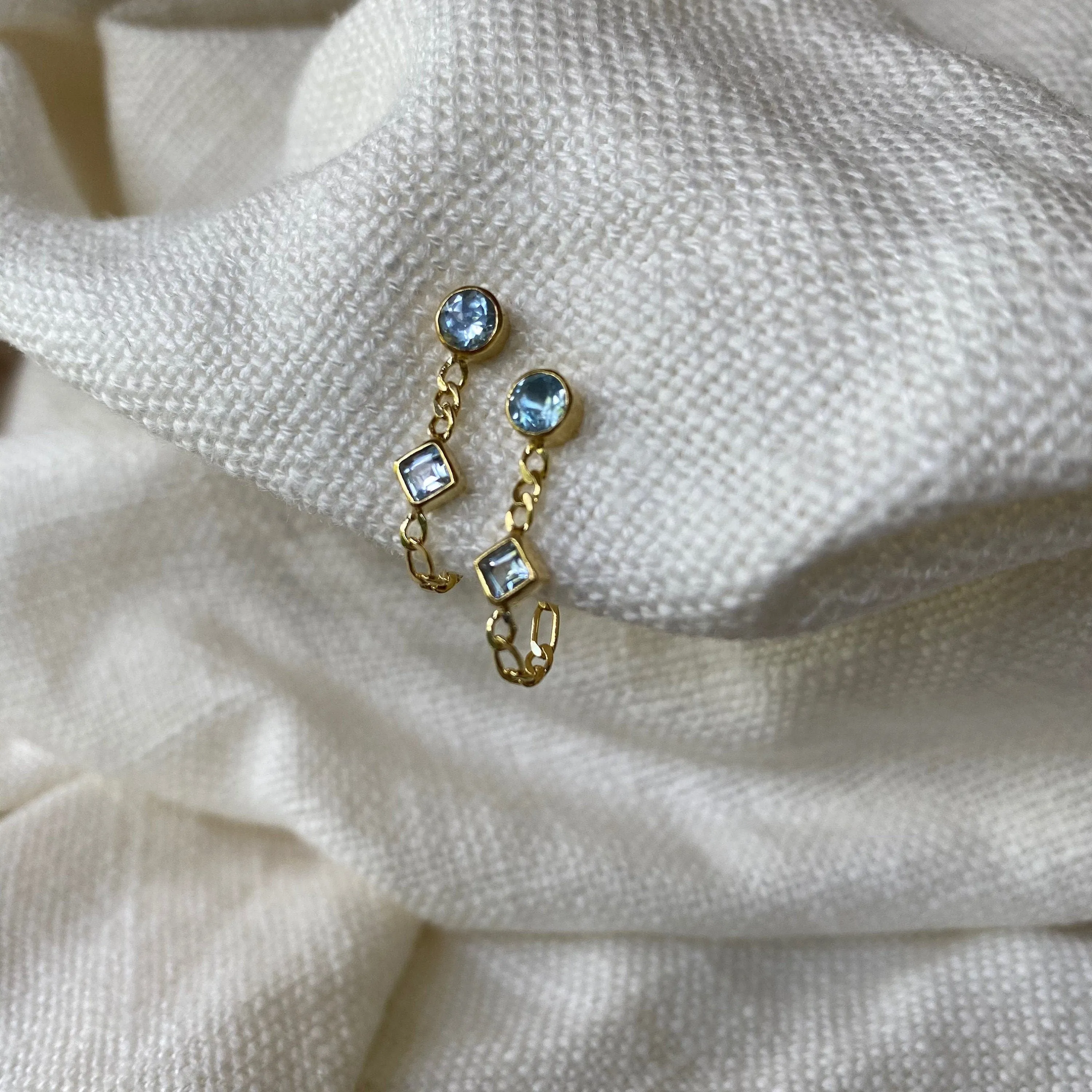 Ada 14K Gold Vermeil Blue Topaz Studs