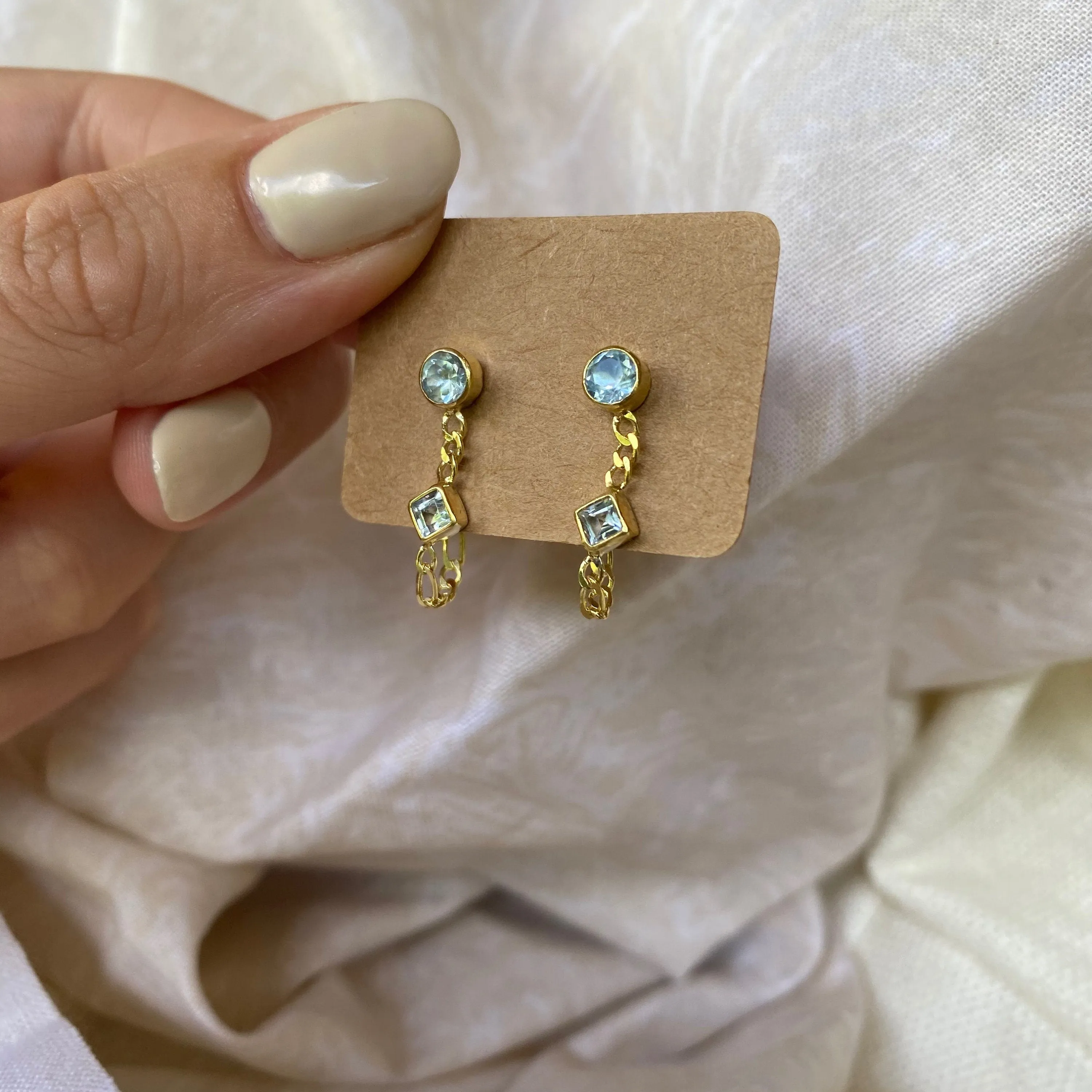 Ada 14K Gold Vermeil Blue Topaz Studs