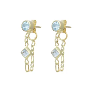 Ada 14K Gold Vermeil Blue Topaz Studs