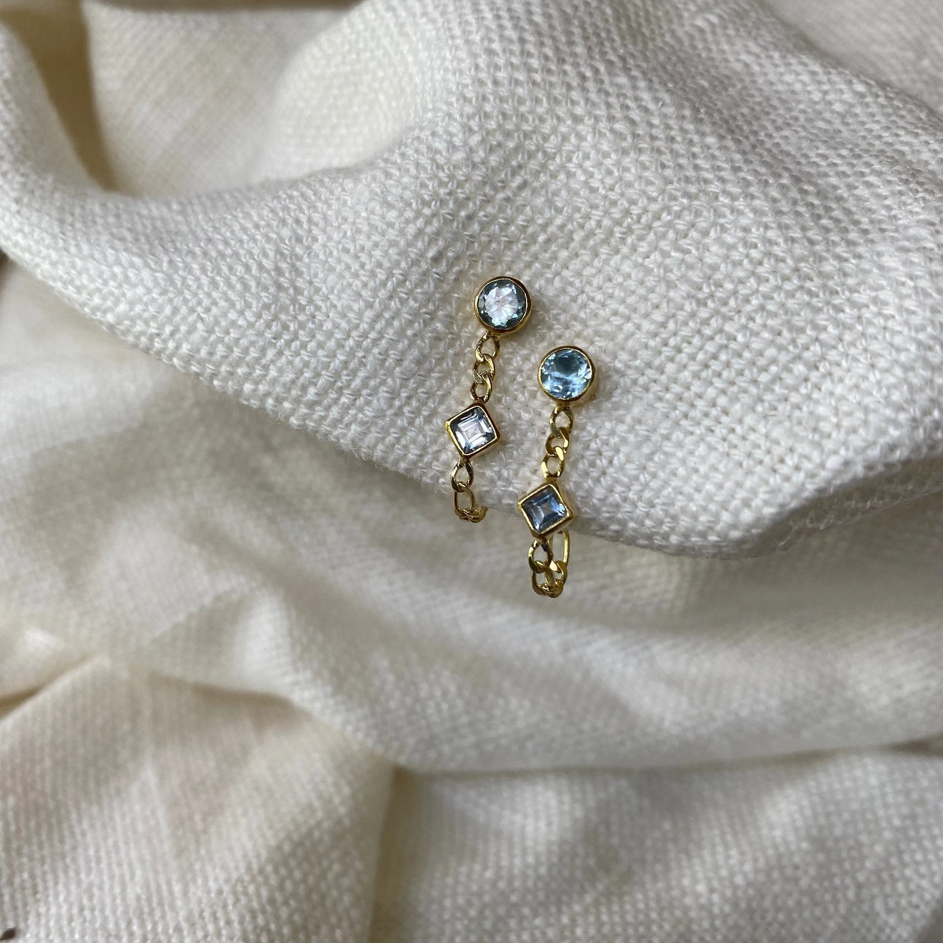 Ada 14K Gold Vermeil Blue Topaz Studs