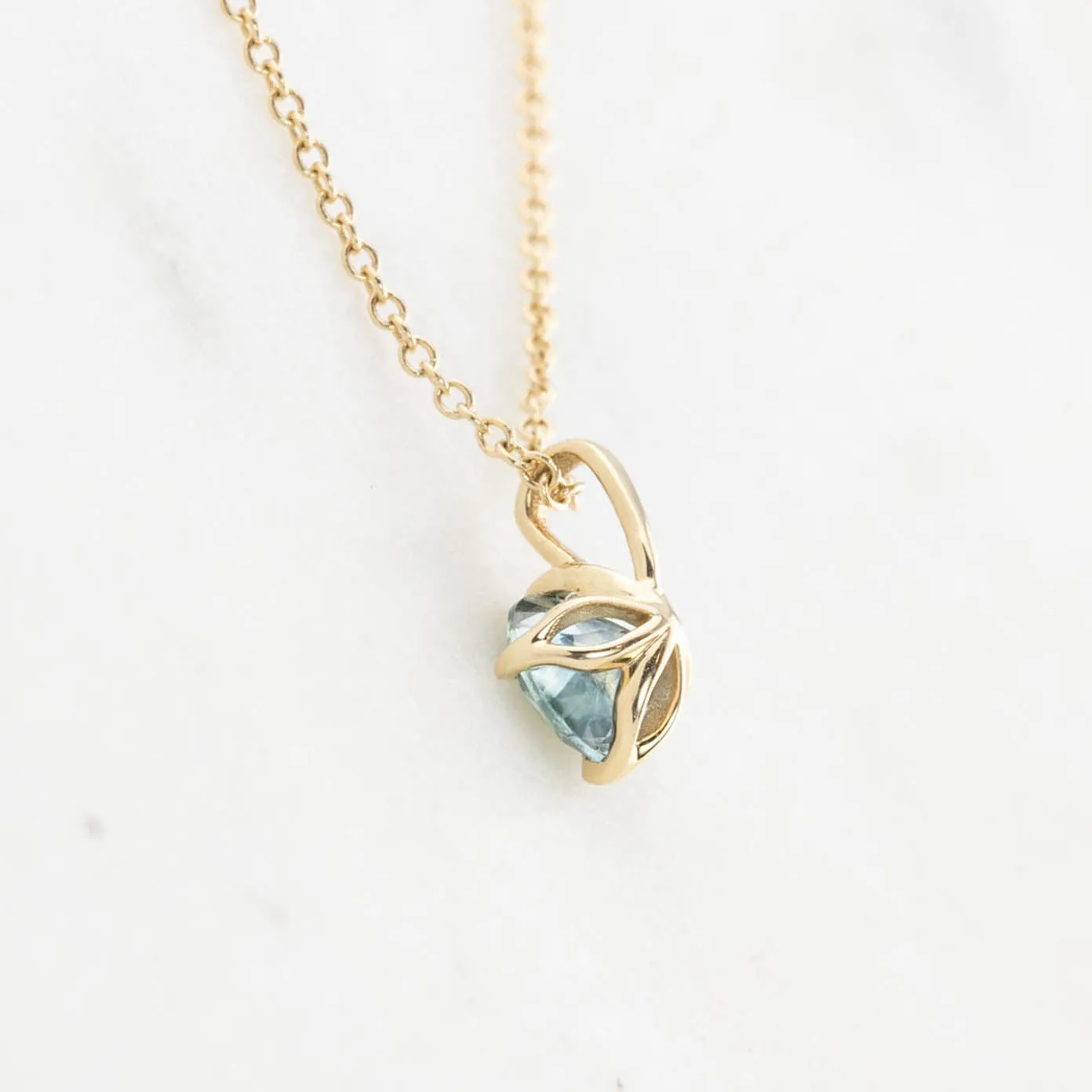 Alice Necklace 5mm Montana Sapphire, 14k Yellow Gold (One of a kind)