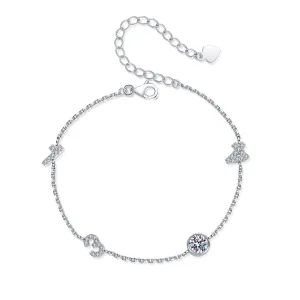 Alphanumeric Number One and Three Moissanite Bracelet