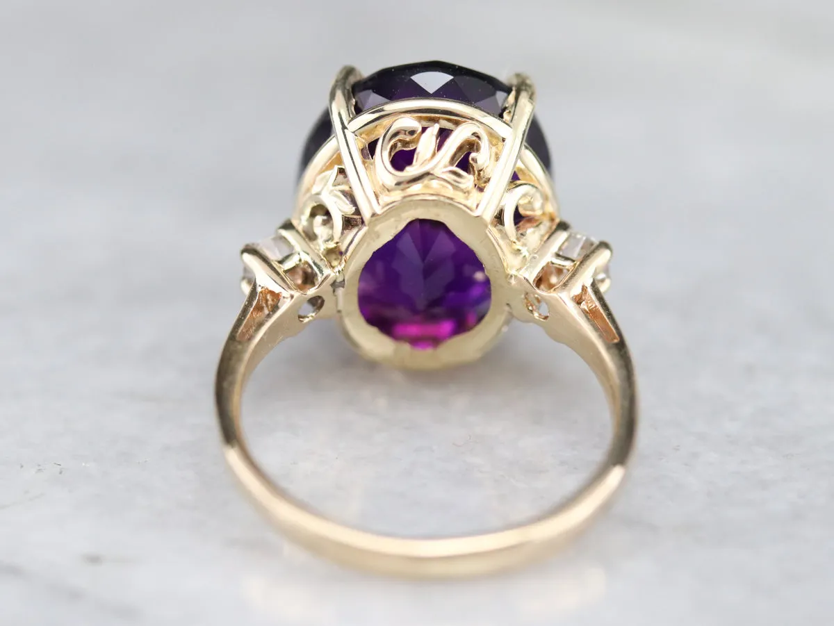 Amethyst and Diamond Cocktail Ring