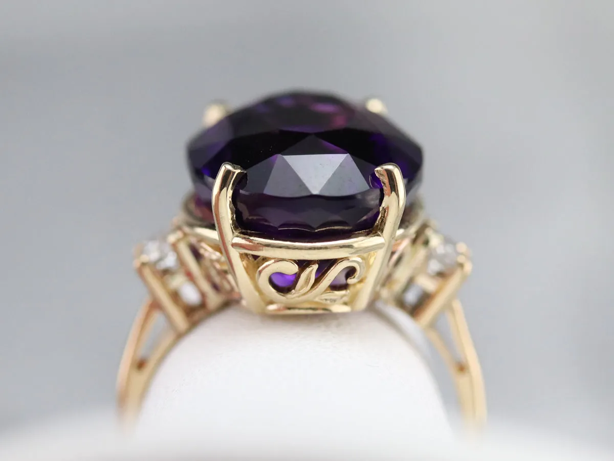 Amethyst and Diamond Cocktail Ring