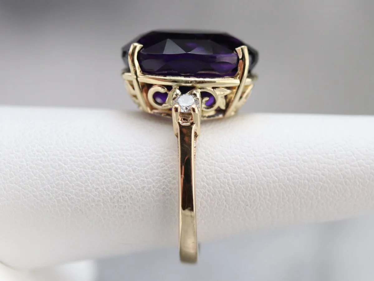 Amethyst and Diamond Cocktail Ring