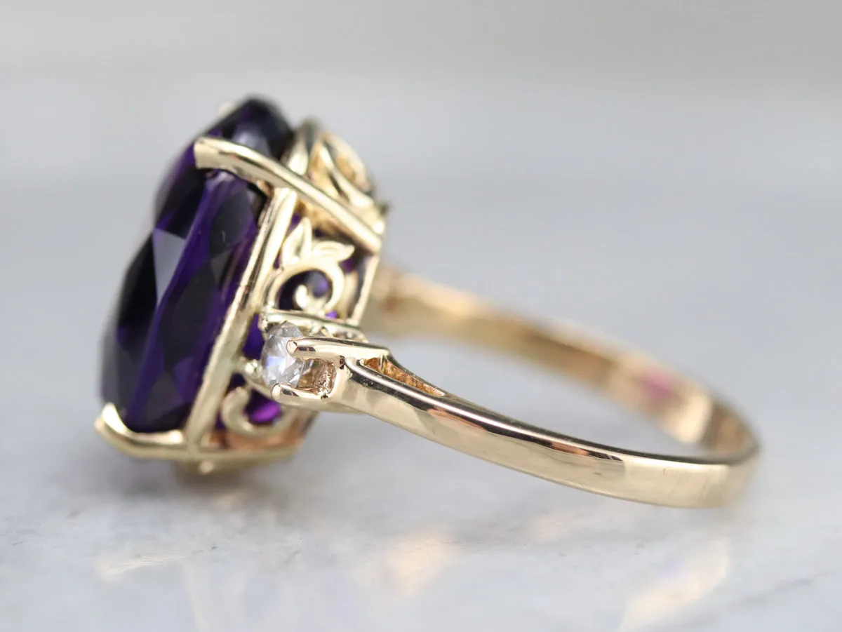 Amethyst and Diamond Cocktail Ring