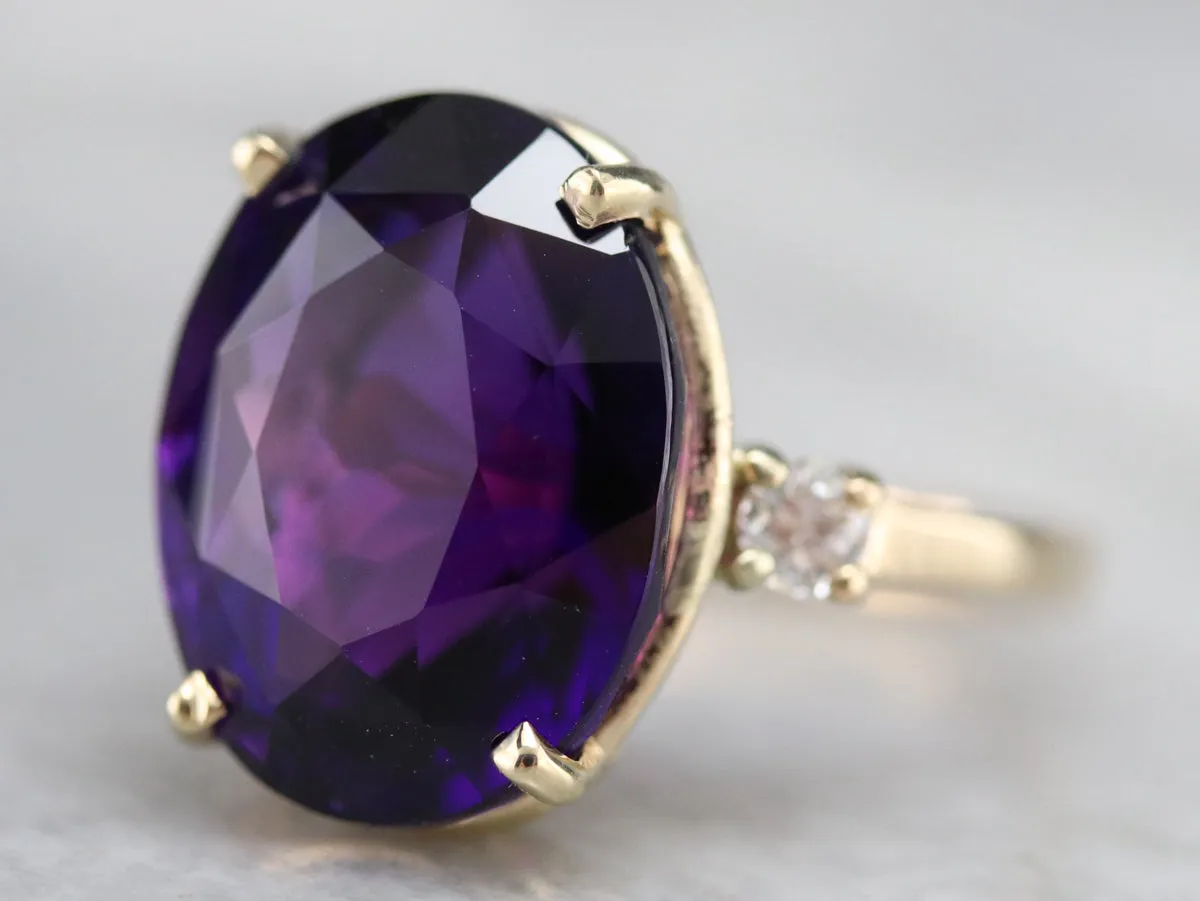 Amethyst and Diamond Cocktail Ring