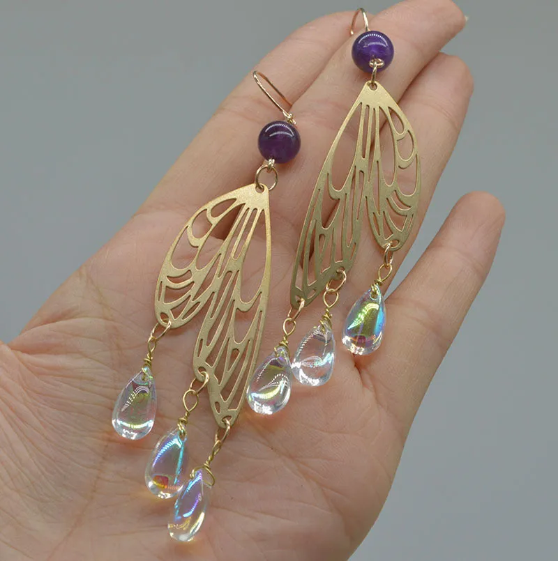 Amethyst Butterfly Moon Handmade Earrings!