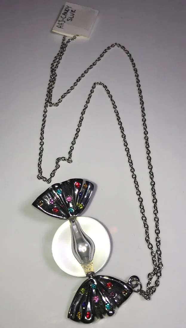 Apparel Addiction Jewelry "I Want Candy" Necklace in Silver