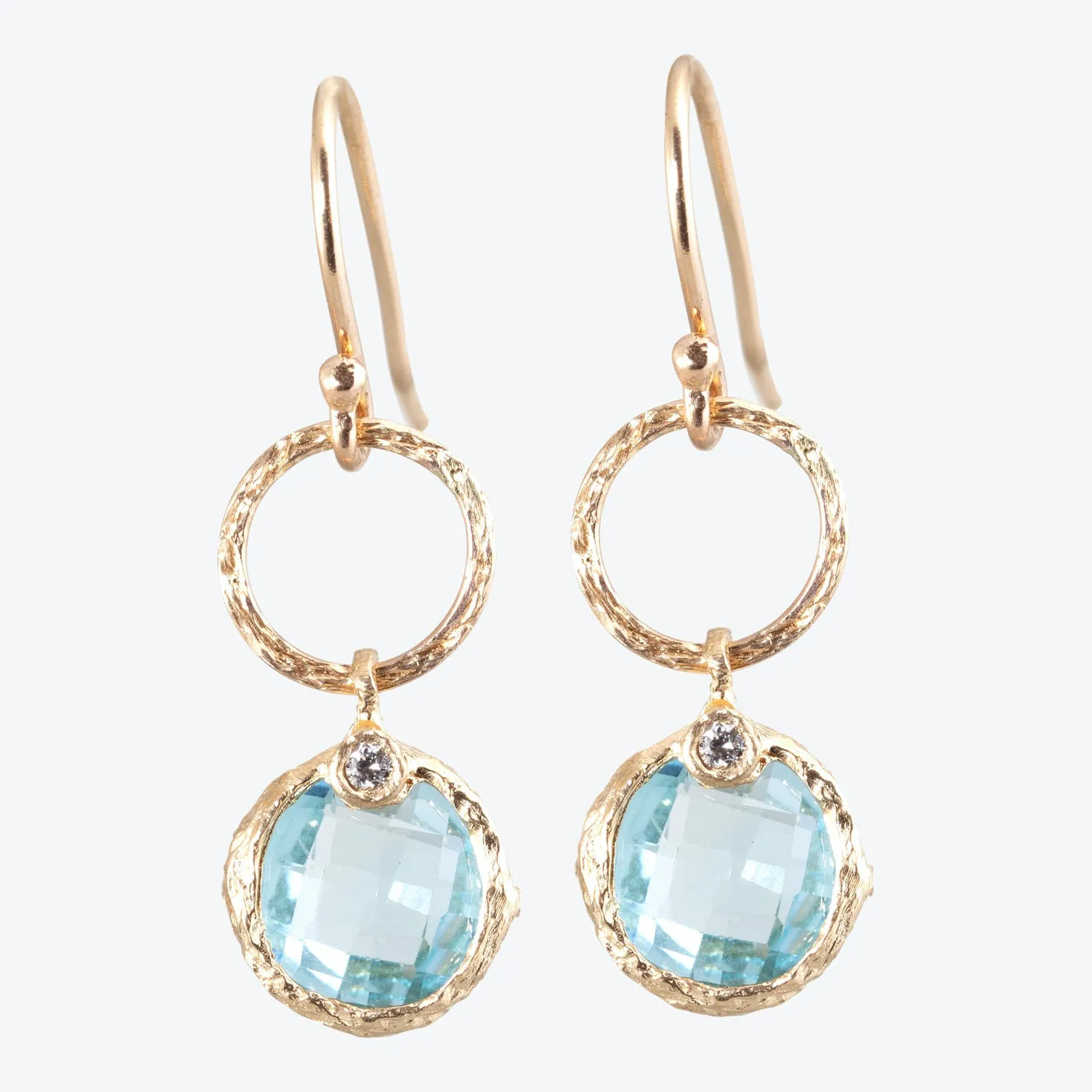 Aquamarine & Diamond Loop Drop Earrings