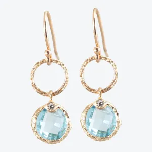 Aquamarine & Diamond Loop Drop Earrings