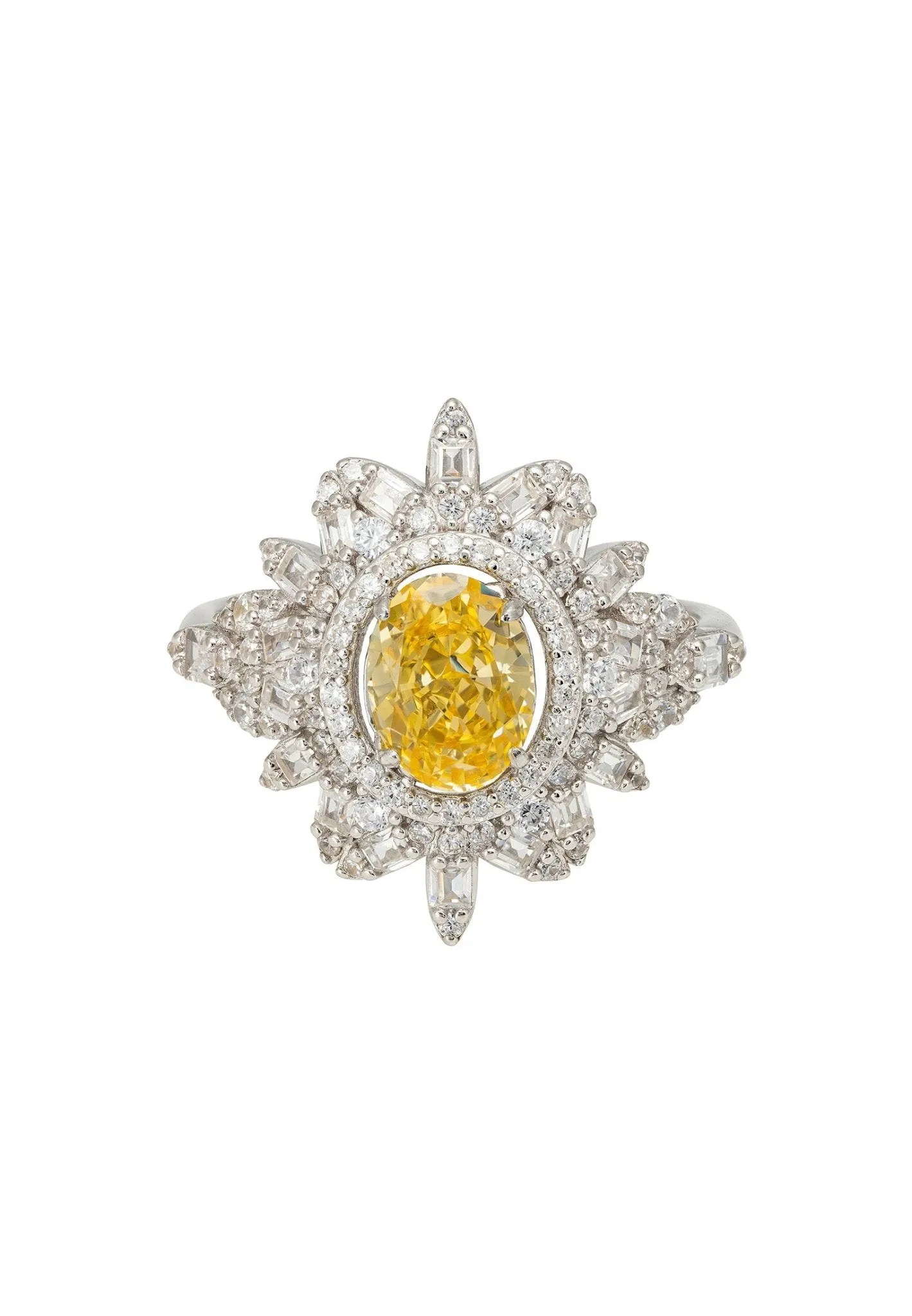 Arabesque Splendor Cocktail Ring Yellow Topaz Silver