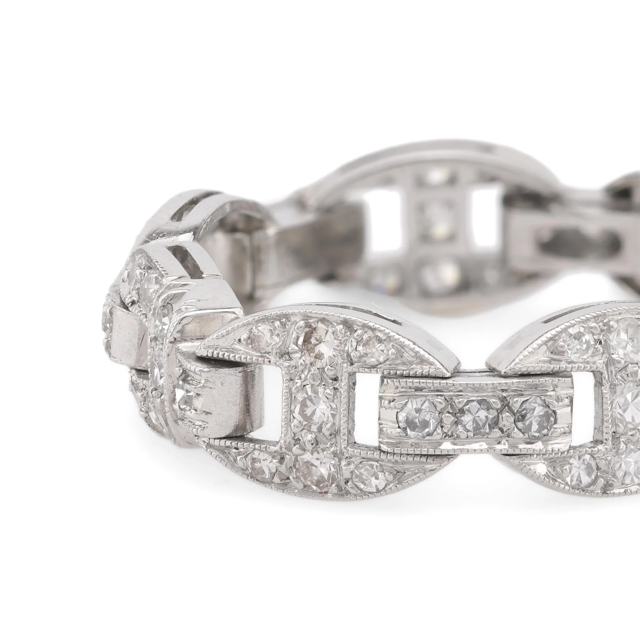 Art Deco diamond platinum flexible ring