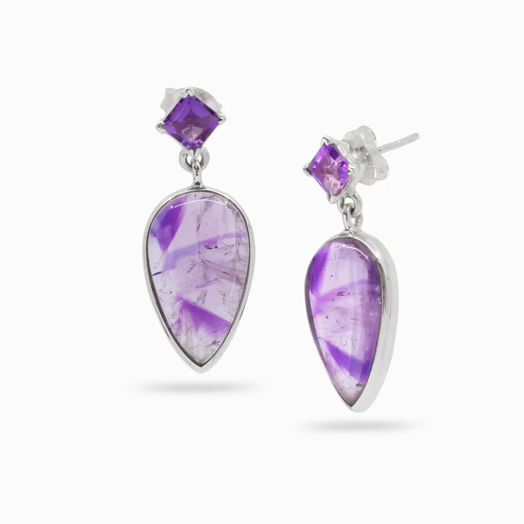 Auralite 23 and Amethyst Drop Earrings