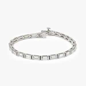 Baguette 14K Whitegold Tennis Bracelet w. Lab-Grown Diamonds