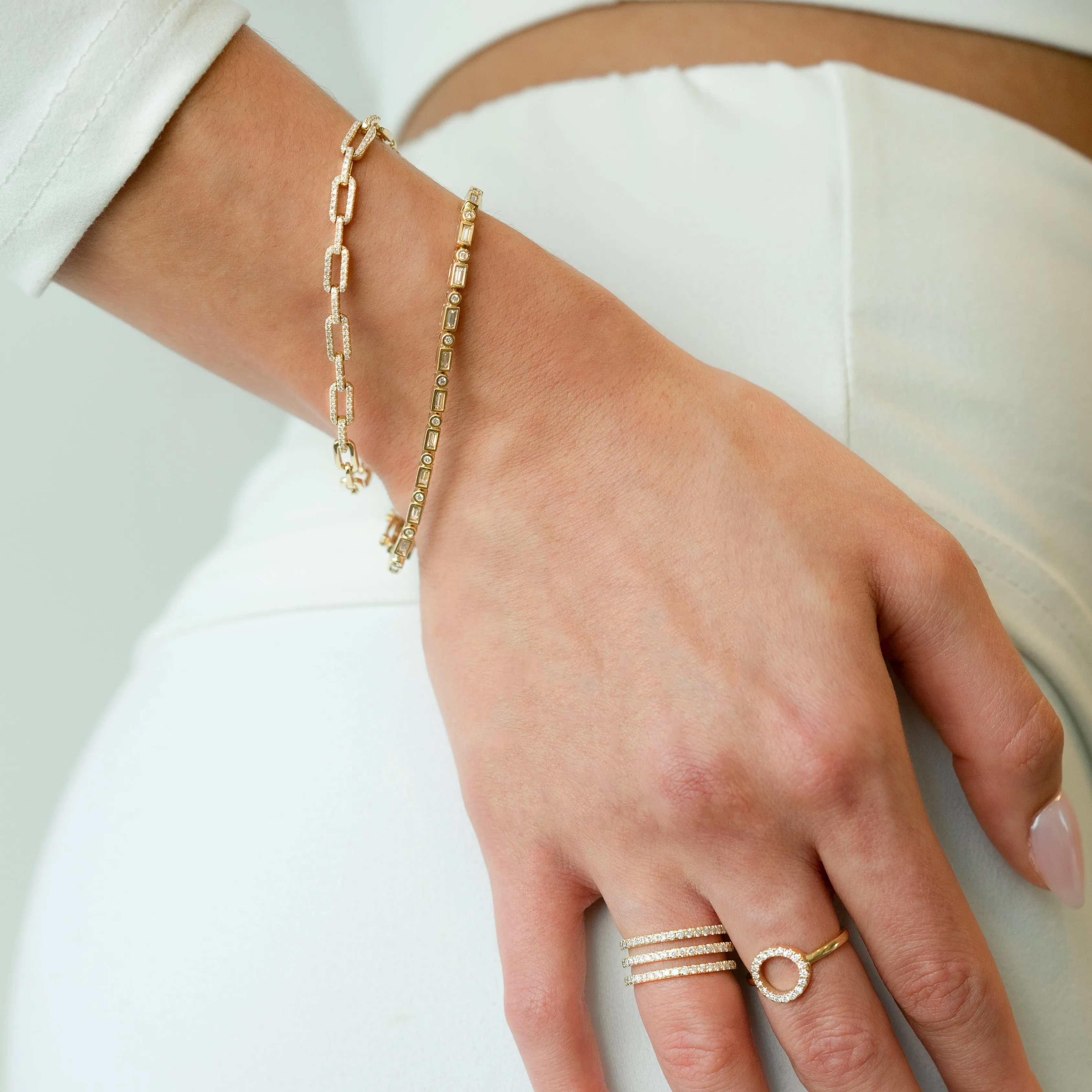 Baguette and Round Diamond Tennis Bracelet