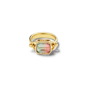 Baguette Ring 18ct Yellow Gold - Watermelon Tourmaline