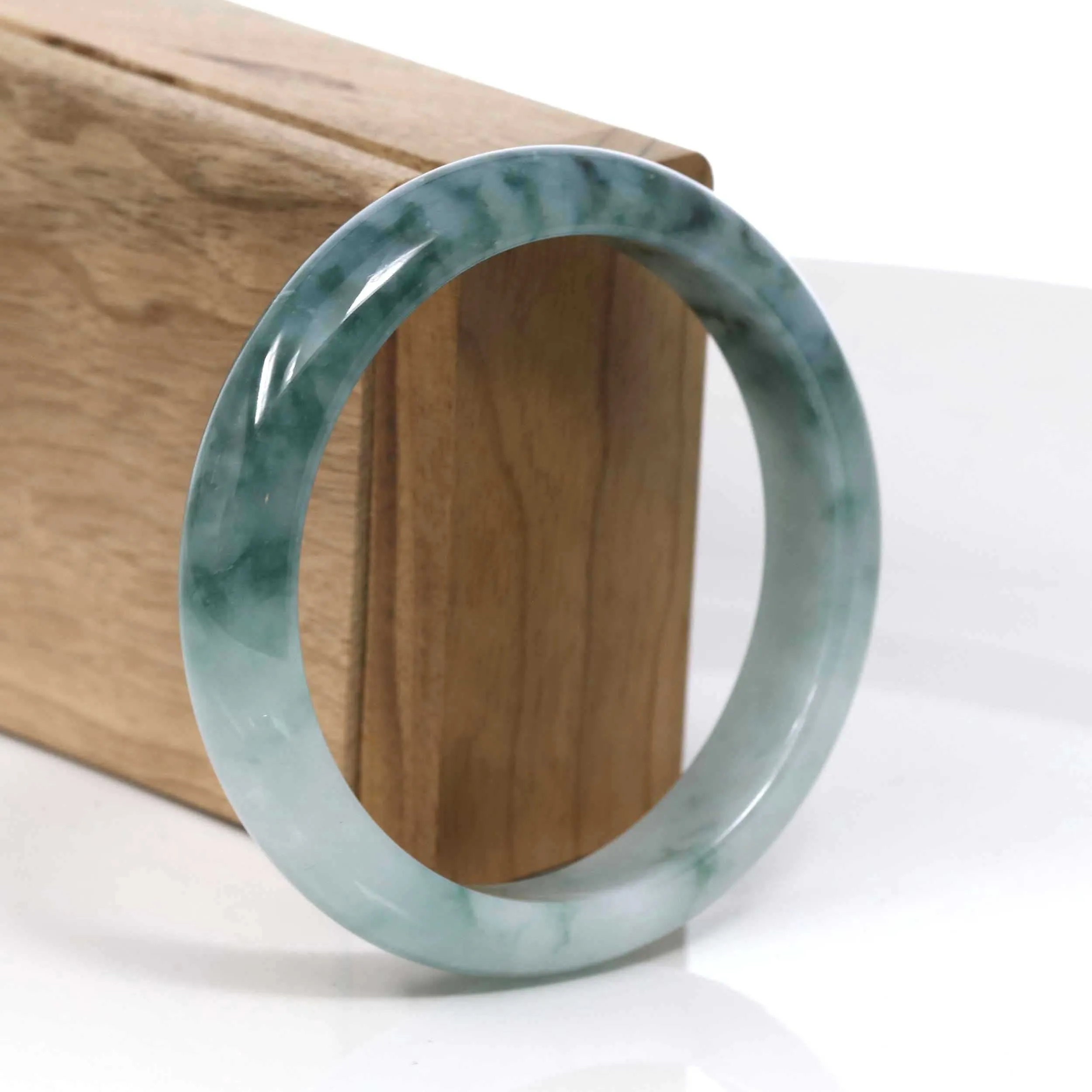 Baikalla Blue-Green Classic Real Jadeite Jade Bangle Bracelet (59.33mm) #397