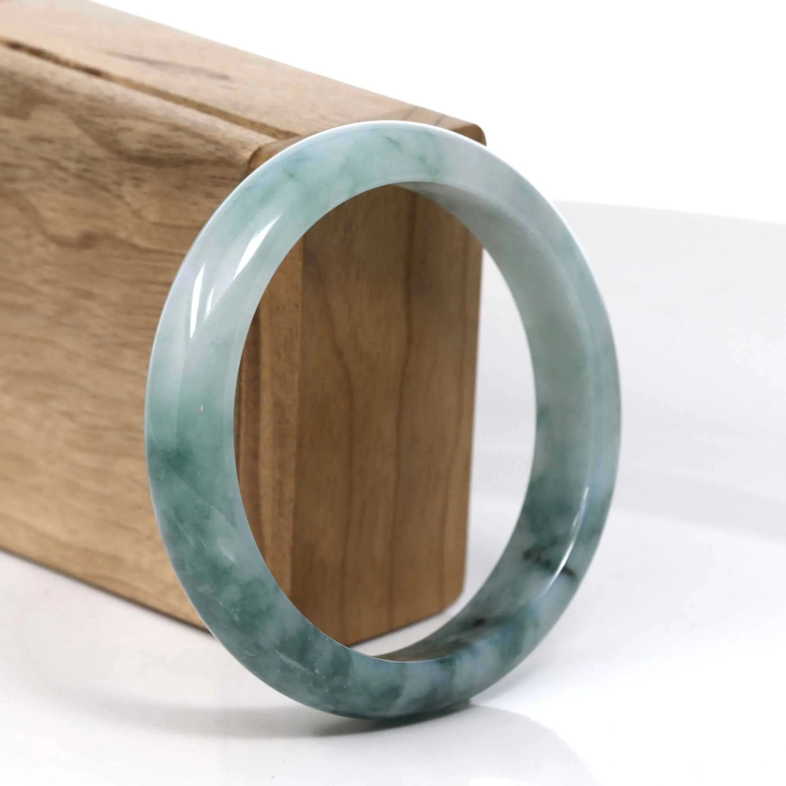 Baikalla Blue-Green Classic Real Jadeite Jade Bangle Bracelet (59.33mm) #397