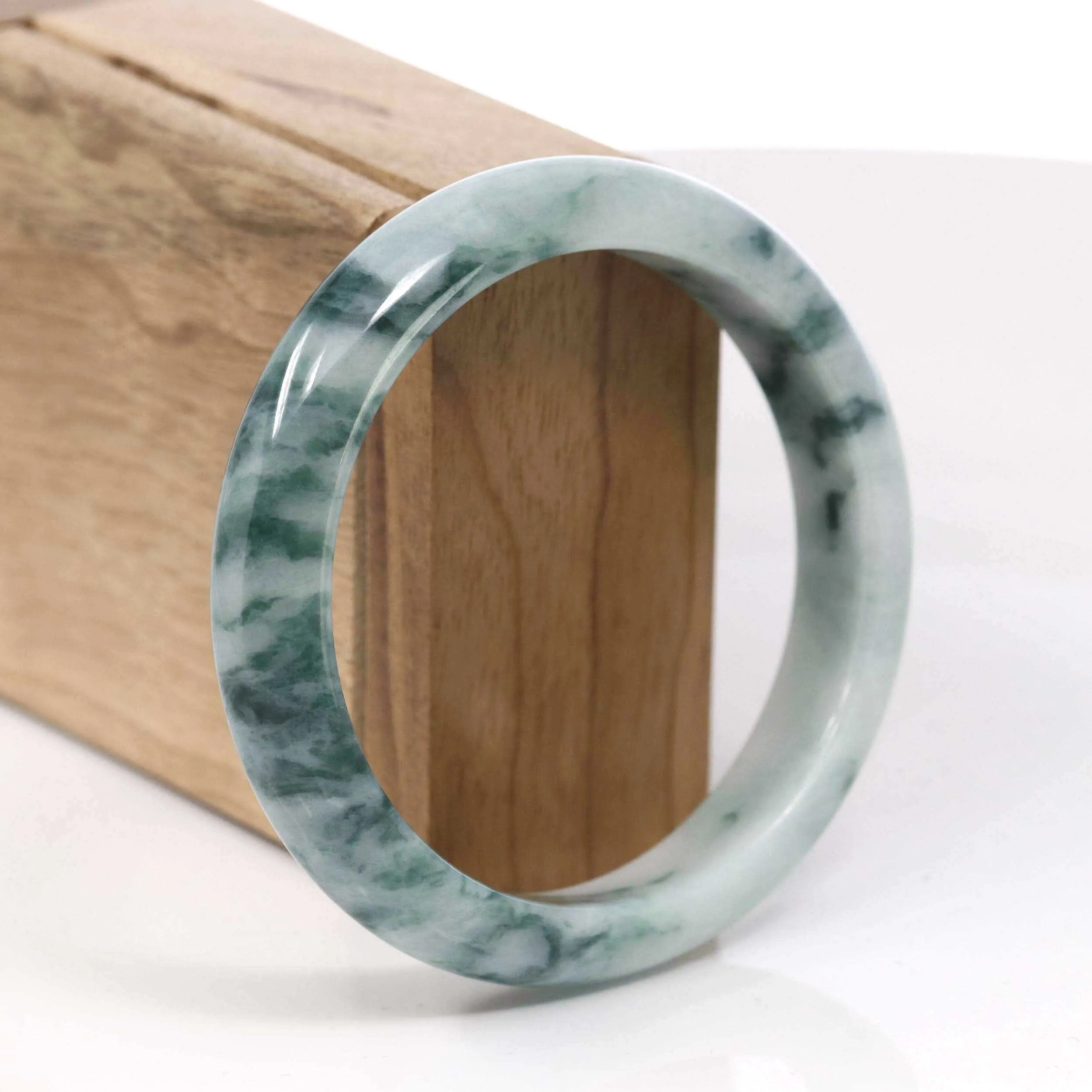 Baikalla Natural Burmese Blue-green Jadeite Jade Bangle Bracelet (59.45mm)#T076