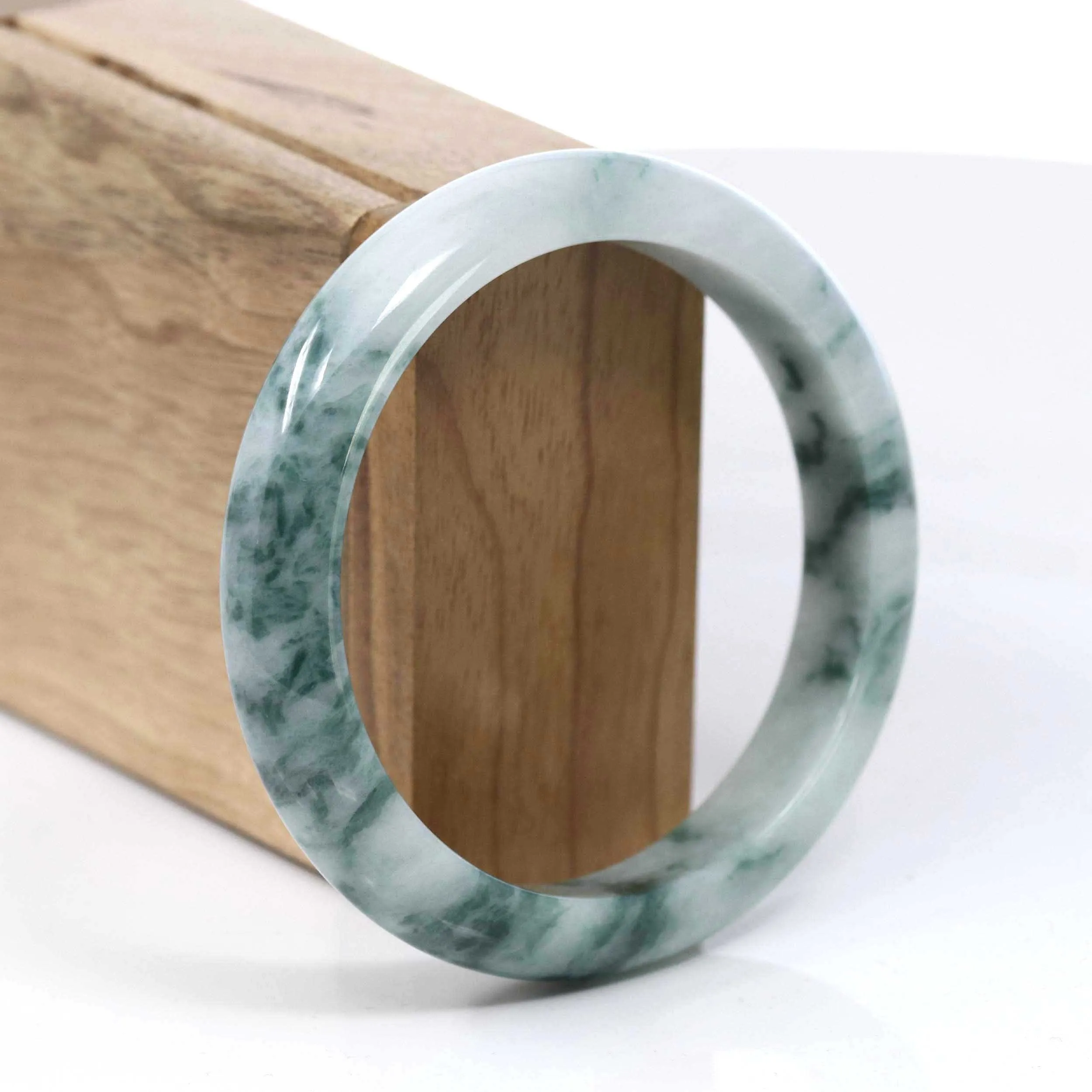 Baikalla Natural Burmese Blue-green Jadeite Jade Bangle Bracelet (59.45mm)#T076