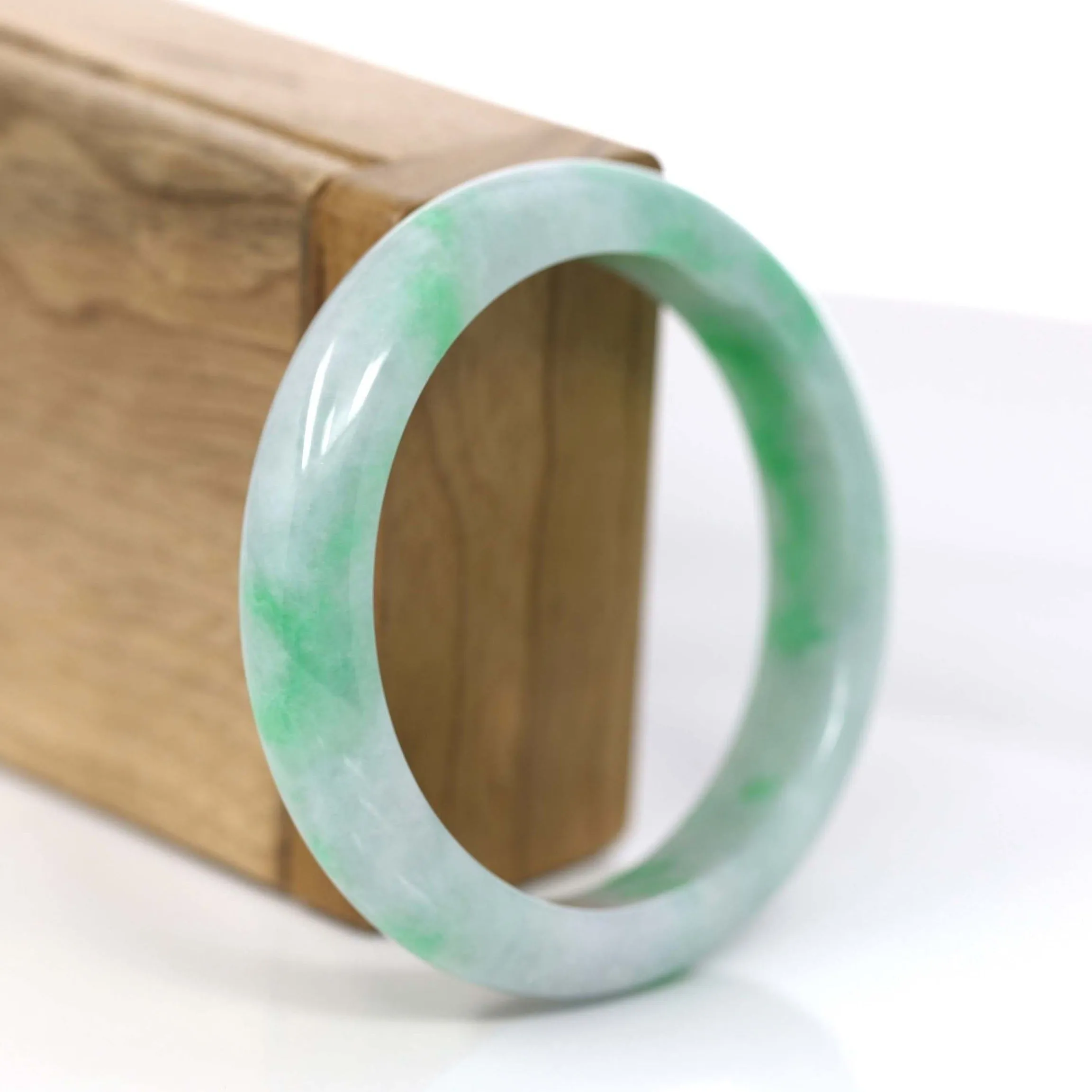 Baikalla™ "Classic Bangle" Genuine Jadeite Jade Green Bangle Bracelet (55.93mm)#874