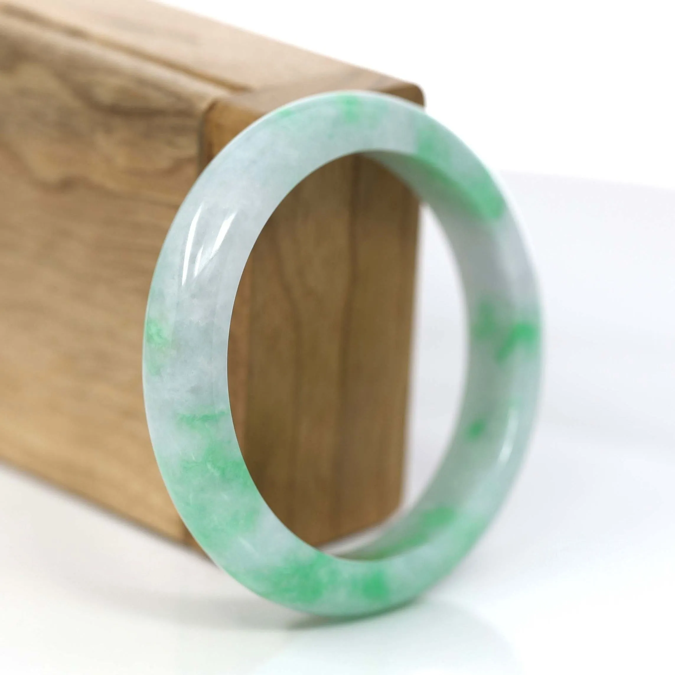 Baikalla™ "Classic Bangle" Genuine Jadeite Jade Green Bangle Bracelet (55.93mm)#874