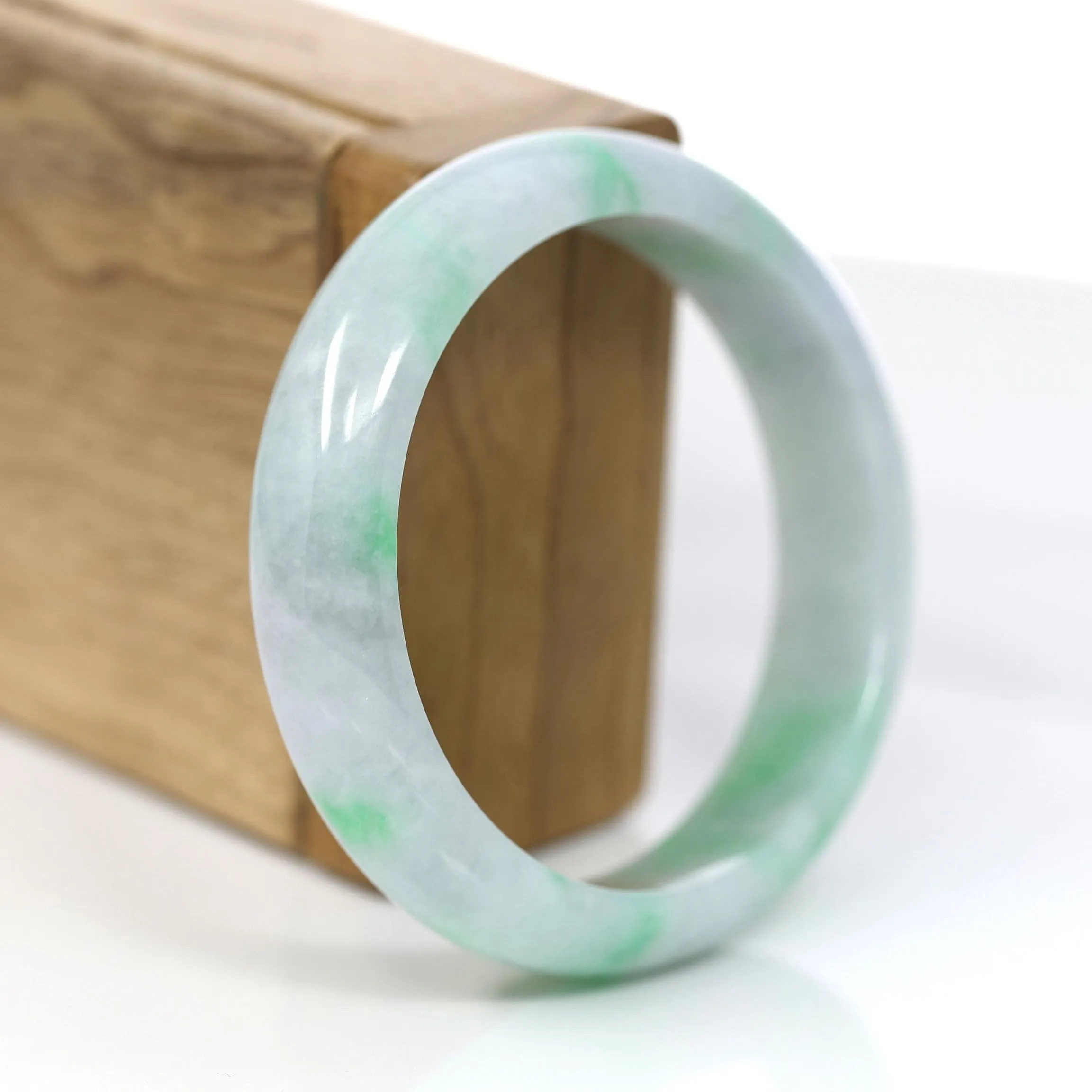 Baikalla™ "Classic Bangle" Genuine Jadeite Jade Lavender Green Bangle Bracelet (57.04mm)#372