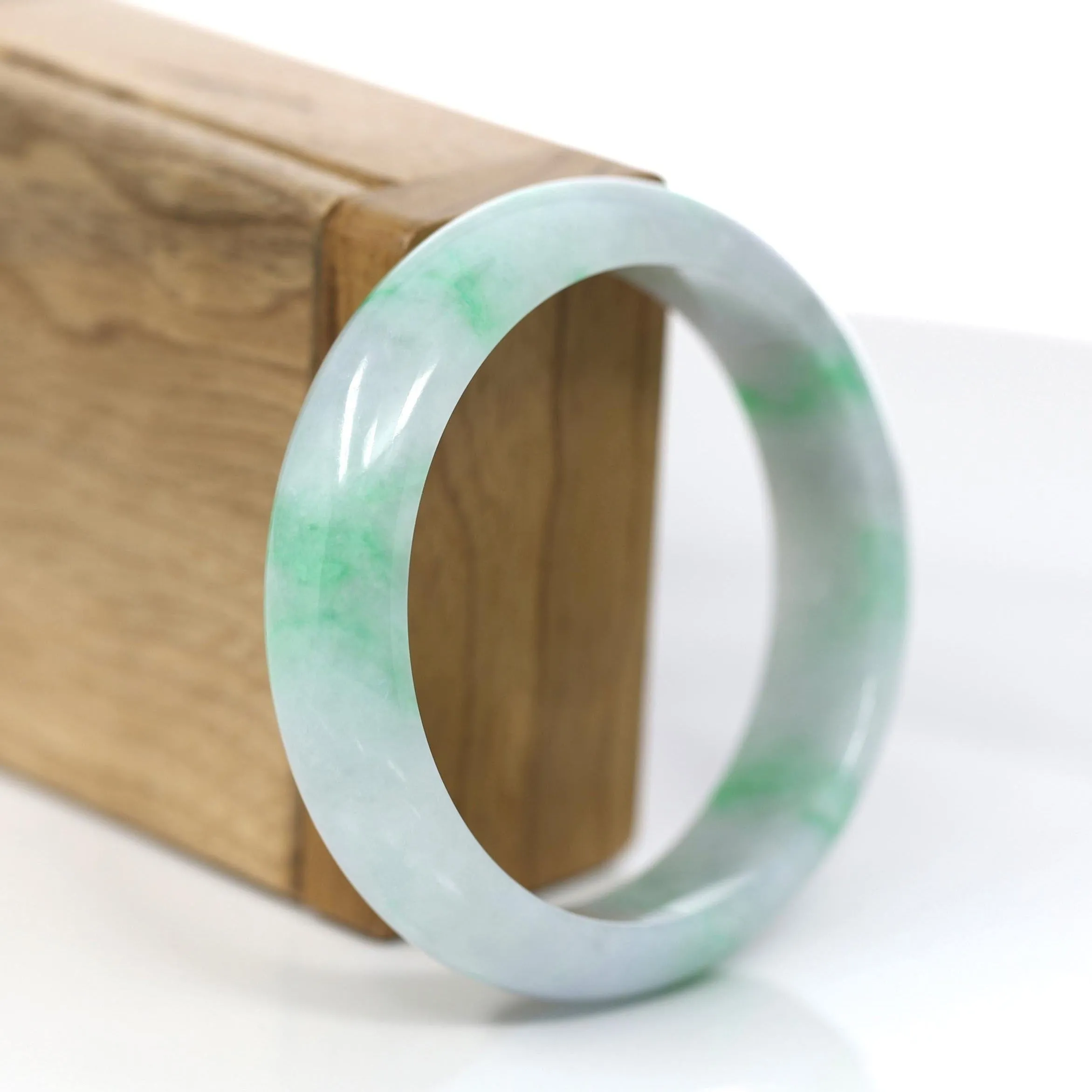 Baikalla™ "Classic Bangle" Genuine Jadeite Jade Lavender Green Bangle Bracelet (57.04mm)#372