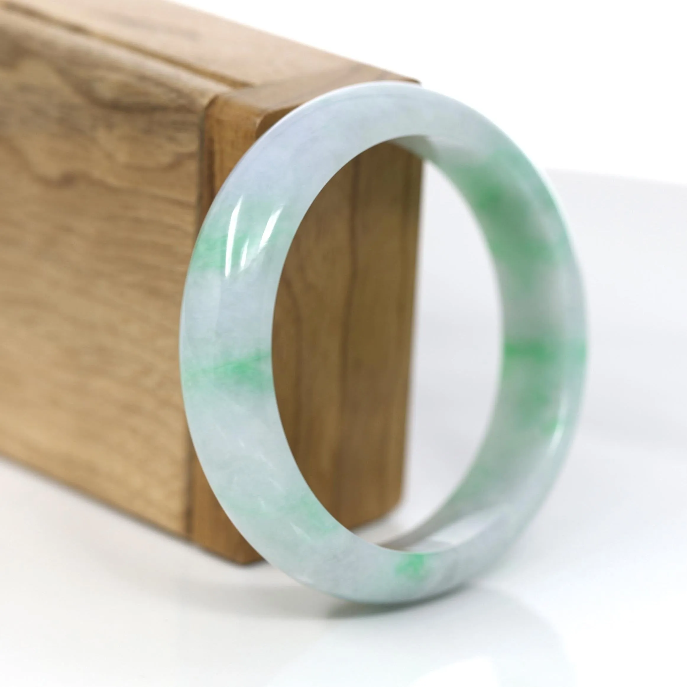 Baikalla™ "Classic Bangle" Genuine Jadeite Jade Lavender Green Bangle Bracelet (57.04mm)#372