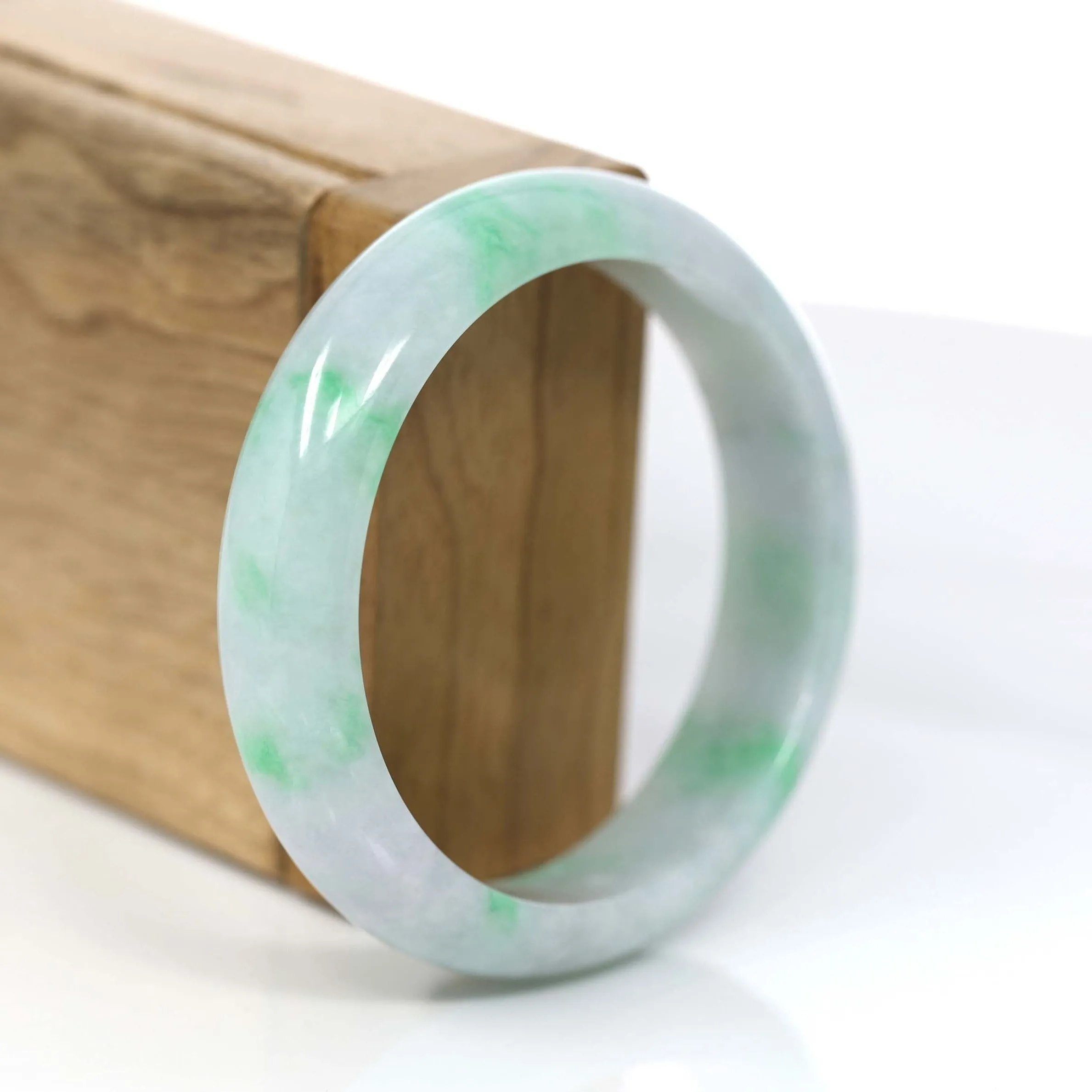 Baikalla™ "Classic Bangle" Genuine Jadeite Jade Lavender Green Bangle Bracelet (57.04mm)#372