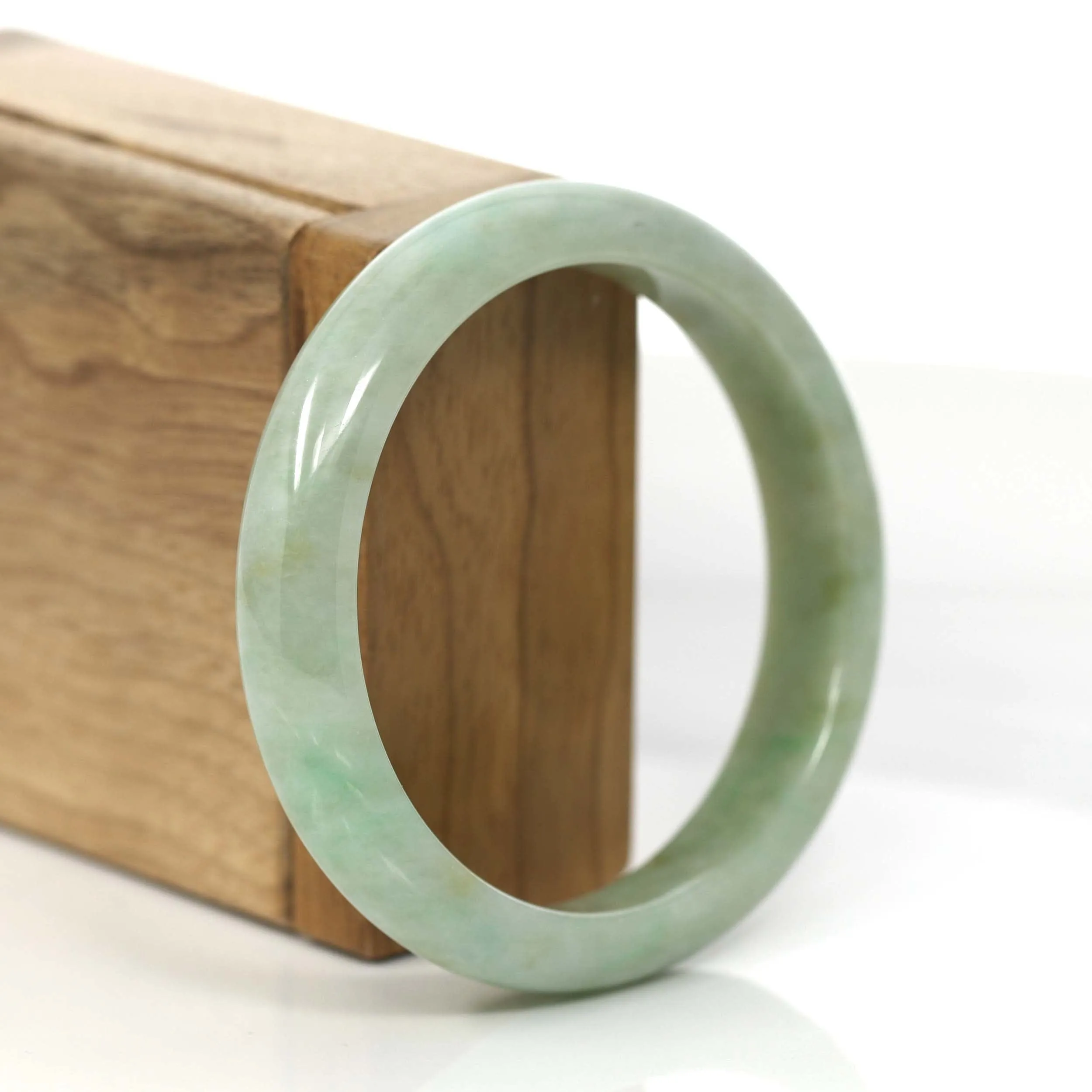 Baikalla "Classic Bangle" Yellow Green Natural Burmese Jadeite Jade Bangle (57.64mm )#755