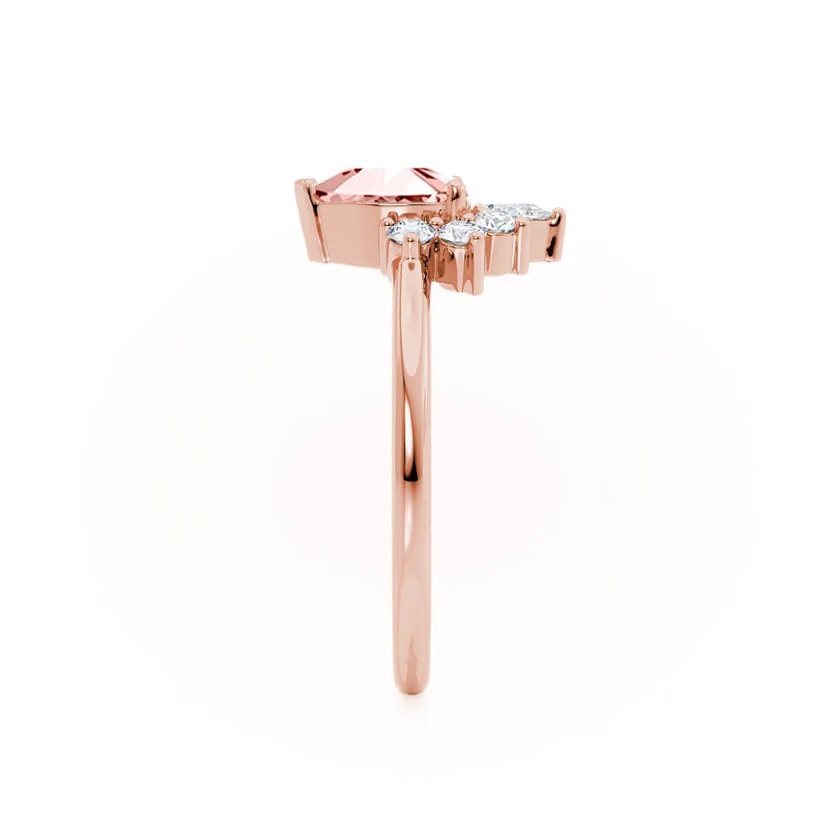 BALLET - Chatham® Pear Champagne Sapphire & Diamond Half Halo Tiara Ring 18k Rose Gold